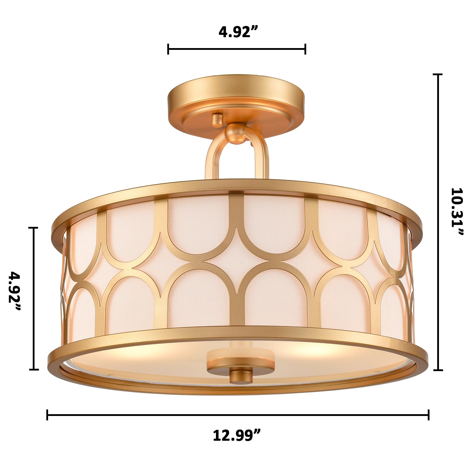 Gold Drum Semi Flush Mount Ceiling Light 12.99